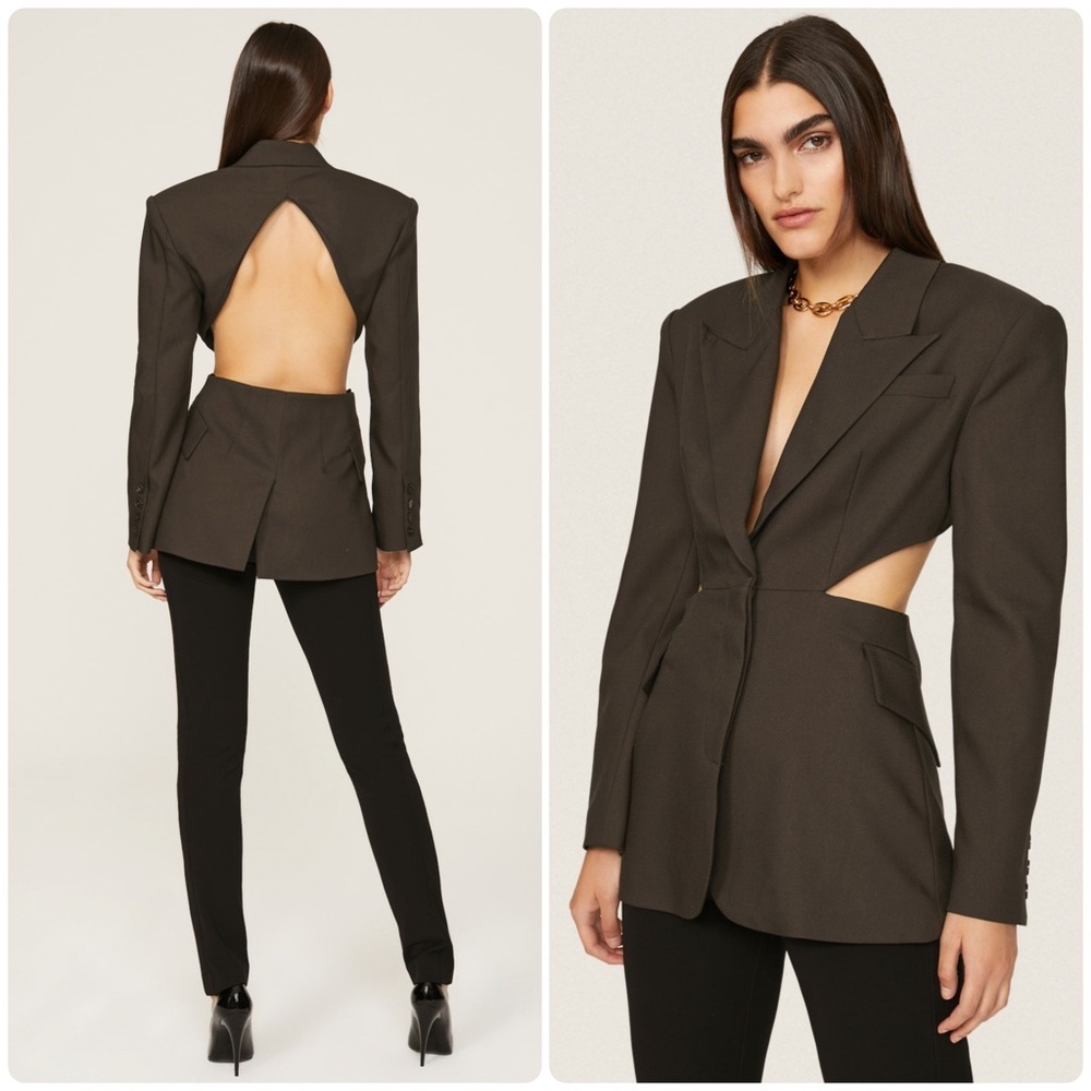 New! Ronny Kobo Lola Cutout Blazer in Chocolate Brown 🤎 Small